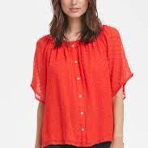 Firey Red loose fit  button down short sleeve blouse by Part Two size Eu 36